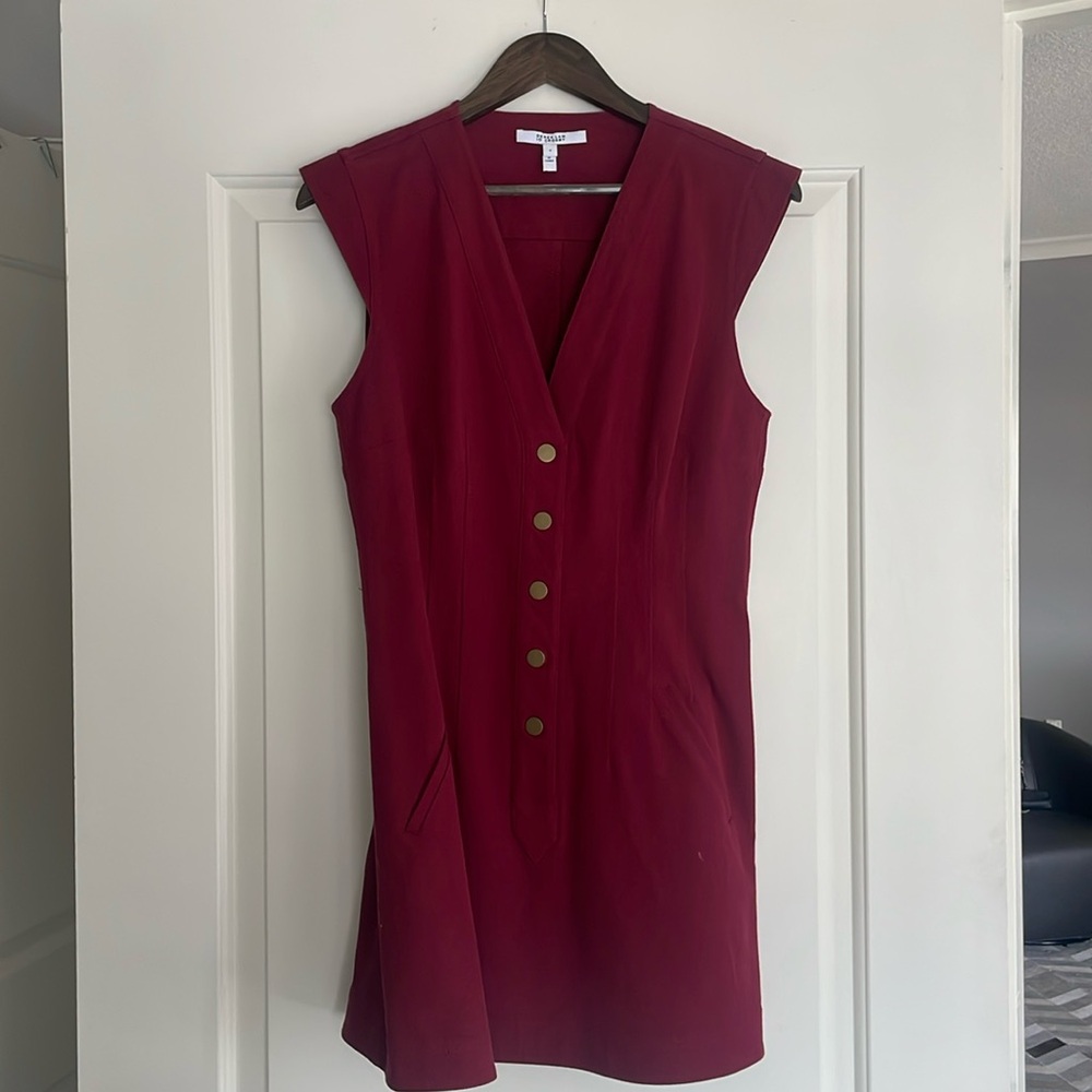 Derek Lam Crosby Fitted mini dress in burgundy